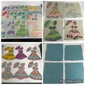 Vintage Southern Belle‎ 16 Flour Sack Quilt Pieces Blocks Unfinished Project